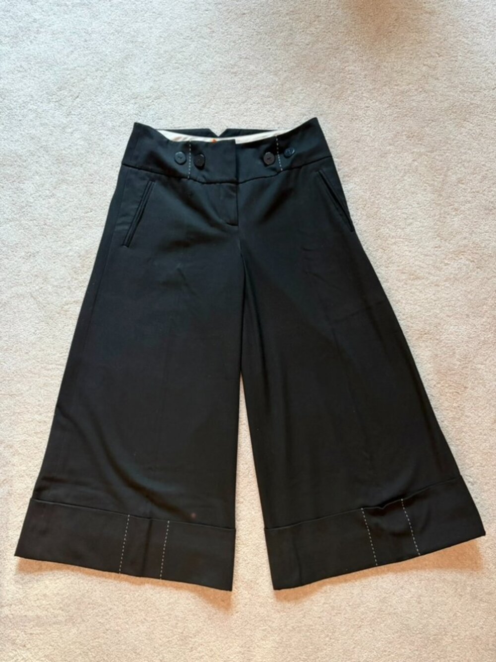 Anthropologie Taikonhu Tailored,Cropped, Wide Leg Trousers | Size 4 | Black